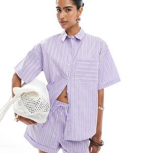 NWT ASOS DESIGN boxy fit shirt in purple stripes